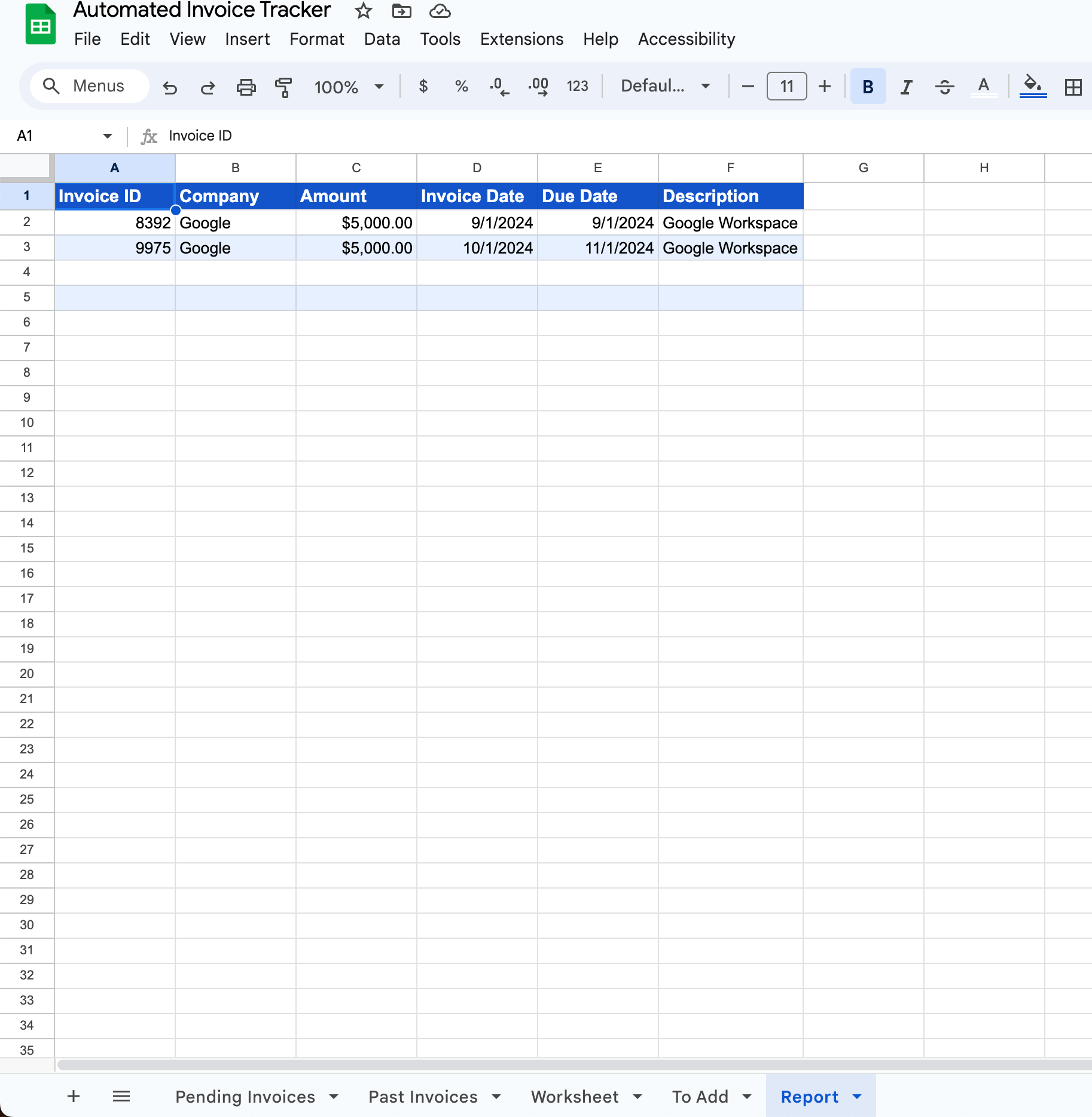 Automated Invoice Tracker (Google Sheets Only) – Sheets By Olan