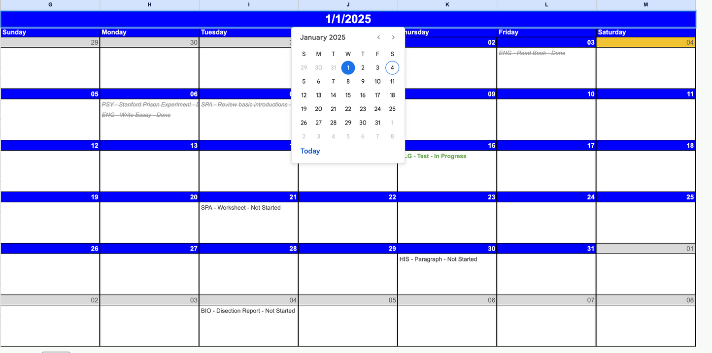 Automated Assignment Tracker (Google Sheets Only)