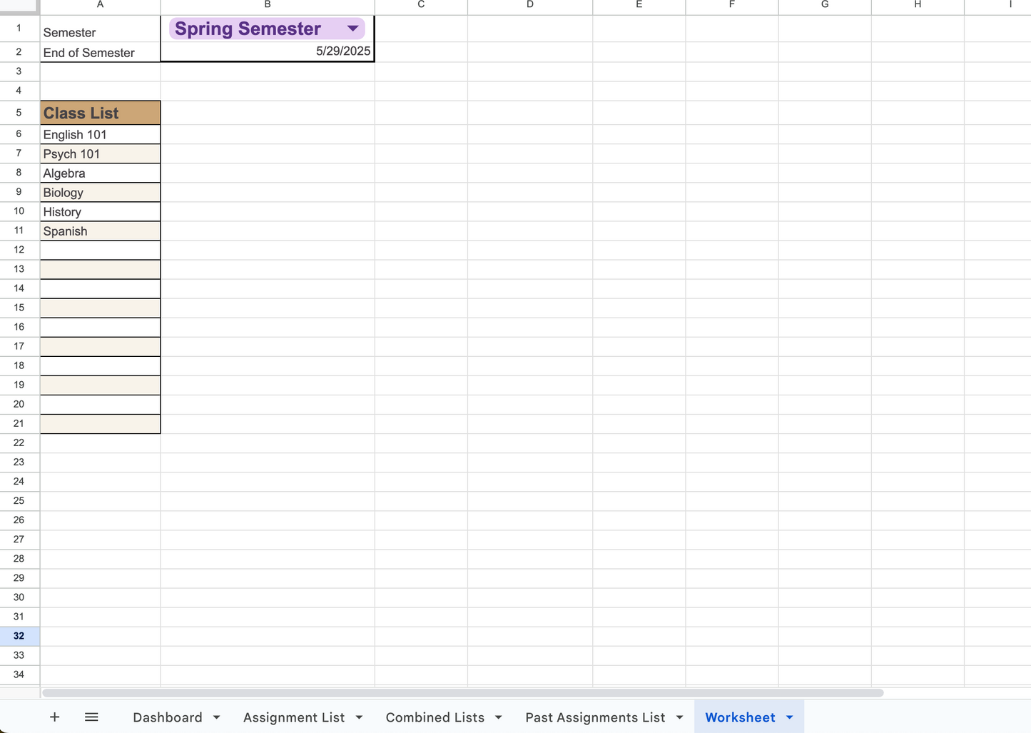 Automated Assignment Tracker (Google Sheets Only)